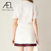 Skirts AEL Double breasted Ribbon Mosaic White Sexy Mini Skirt Femal Slim Women Celebrity Styles Sweet Ladies Summer Clothing 230303