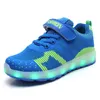 Chaussures de sport enfants adultes fille garçon baskets lumineuses maille tricoté baskets lumineuses adolescent Led éclairé décontracté