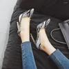 Dress Shoes 2023 Women's 11cm Snake Pattern High Heels Thin Sexy Nightclub Pointed Large Size 34 To 48