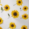 Decorative Flowers 5-6cm/12pcs Sunflower With Branch Embossing Plant Specimen Glue Dropping Mobile Phone Case Tiny Dry Flower Artificial