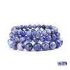 Perlenstränge 6 mm 8 mm 10 mm blauer Punkt Stein Perlenarmband Nce Yoga Freundschaften Strang Schmuck für Frauen Männer Drop Lieferung Armbänder Dheei