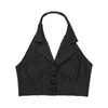 Kvinnors jacka s rand västar elegant ol Waistcoat kostym Vest Halter Neck V Neck Office Ladies Crop Tops Business Formal Work Wear Mujer 230303