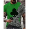 Men's T Shirts 2023 Casual Plum Poker Print Leopard-Lrint Lanel Top Men's T-Shirts O-Neck Short Sleeve Loose Oversized T-Shirt Tops Tees