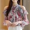Bluzki damskie słodki styl szyfonowa koszula damska 2023 lat lato Koreańskie odzież modowa z krótkim rękawem Kwiat i wierzch, panie 2928
