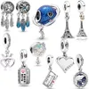 Pandora S925 Sterling Silver Paris Tour Eiffel Charme Serviette Charme Serviette Convient pour Bracelet DIY Bijoux De Mode