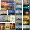 Vintage Ocean Sailing Art Painting Boat Ship Art Prints Metal Poster Retro tinnen tekens voor Pub Bar Cafe Room Wall Decor Sailboat Gepersonaliseerde Tin Plaque Maat 30x20cm W02