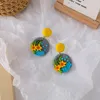 Dingle örhängen härlig 3D blomma svamp polymer lera för kvinnor söt unik design geometrisk hänge
