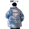 Men's Down KAPMENTS Men Japanese Streetwear Printed Jackets Coats 2023 Winter Coat Mens Hip Hop Windbreaker Parkas Man Blue Harajuku Jacket