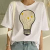 Damen-T-Shirts, Harajuku-Inspiration, elektrisches Licht, Blume, Damen-Top, niedliches bedrucktes Mode-T-Shirt, lässig