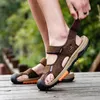 Sandals Men's Leather Men Beach Roman Comfortable Summer Shoes Genuine Breathable Outdoor Sneakers 38-45