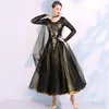 Stage Wear Ballroom Dance Competition Jurk Standaard Modern kostuum Vrouwen lange mouwen Waltz Dancing Desse Dancewear WD55