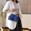 イブニングバッグプレーンブロケードブルーホワイト磁器パターンバッグ女性の新しい中国スタイルクラシックジャックハンドバッグレディースハンドバッグ