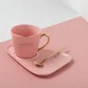 Cups Saucers Nordic Coffee Cup Modernt mönster lyx keramisk latte glas presentask roliga dekor Tazas Desayuno Drinkware BG50BD