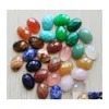 Stone Cut Faceted Natural Assorted Oval Flat Base Cab Cabochon Cystal Loose Beads For Necklace Earrings Jewelry Clothes Accessories Dh6Ja