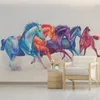 Wallpapers Customize Hand-painted Color Abstract Horse TV Background Wall Custom Large Mural Green Wallpaper Papel De Parede Para Quarto1