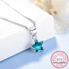 Pendentif Colliers Réel 925 Sterling Silver Fashion Romantique Mini Blue Star Collier Pour Femmes Mariage Saint Valentin Fine Jewelry DB297