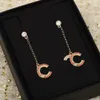 2023 Boucles d'oreilles pendantes de luxe de qualité avec longue chaîne en diamant coloré en or 18 carats avec tampon de boîte PS3805
