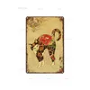 Japanese Samurai Cat Posters Tattoo Cat Metal Painting Pet Sign Metal Animal Tin Sign Vintage Plates For Wall Art Retro Home Decor personalized Painting 30X20CM w01