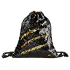 Backpack Sequins Drawstring Bag Polyester Gym Outdoor Sports Light Bags Inner Zip Pocket String Storge Organizer