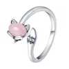 New Fashion 925 Sterling Silver Pandora Lovely Wave Man Open Ring Pink Girl Heart Claw Bracelet