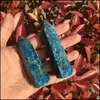 Arts and Crafts 2pcs Natural Blue Apatiet Crystal Wand Stone enkel punt voor genezing T200117 Drop Delivery Home Garden Dh16T