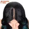 Parrucche sintetiche Onda sciolta Parrucca anteriore in pizzo sintetico 34 pollici Ombre Arcobaleno Glueless con capelli del bambino Cosplay per le donne Profonde 230227