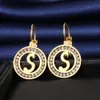 Stainless Steel Earrings Crystal English 26 Letters A-Z Charm Gold Fashion Earrings For Women Jewelry Wedding Party Gifts