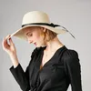 Brede randmode mode dames hoed bowknot cap rietje large sunshade strand opvouwbare zomerse accessoires breed