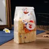 Julekorationer 50st söta transparenta väskor mönsterväska för godislåda kexförpackning gåva xmas cookie tätning 2023