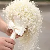 Flores decorativas Full Pearls Ivorywhite Bouquet Handmade Waterfull Bride Luxury Wedding Flor Bridal Acessórios