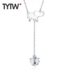 Chains Crystals From Austrian 925 Sterling Silver Choker Necklace Elephant Rhinestone Pendant Necklaces For Women Jewelry Gift