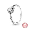 925 Silver Women Ring Original Heart Crown Fashion Rings Princess Tiara Crown Sparkling Love Heart CZ 741124