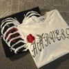 Herr t-shirts American Street Love Skeleton Cotton Short Sleeve T-shirt Men Summer Ins Loose European and American Style Hip Hop Top Harajuku G230303