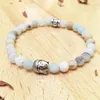 Strand Tibetan Buddhist Zen Amazonite Beads Bracelet Natural Stone Buddha Mantra Mala Healing Energy Wristband Positivity Bracelets 6mm