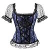 Damenblusen Hemden Schwarz Weiß Vintage Lolita Viktorianische Bluse 2023 Puffärmel Schnürung Elastisch Steampunk Plus Size Damenkleidung Fem