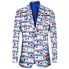 Мужские костюмы 2023 Hawaii Style Men Blazer Fashion Casual Print Blazers MACCULINA PARTY Платье летнее бренд свадебная куртка Masculino