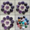 Stone 20mm Amethyst Quartz Flat Base Round Cabochon Cystal Löst pärlor för halsbandörhängen smycken kläder Tillbehör som gör droppe dh35x