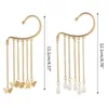 Backs Earrings Female Niche Design Sense Tassel Butterfly Pearl All-match Ear Hanging Without Hole Bone Dropship