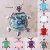 Pendentif Colliers Animal Tortue Pierre Naturelle Violet Quartz Cristal Rouge Cornaline Coquille D'ormeau Blanc Opale Perles Collier PendentifPendant