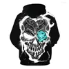 Heren Hoodies Kissqiqi Men Skull Hoodie Kleding 3D Gedrukt Sweatshirt Casual Fashion Mens Clothing Streetwear Maximale maat 5xl
