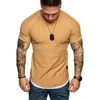 Herr t-skjortor sommaren mäns t-shirts veckade skrynkliga smala passform o-hals kort ärm muskel solid casual tops mode grundläggande tee