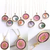 Pendant Necklaces Glass Charms Necklace Dried Flower Real Dry Round Locket Gold Chain For Women Jewelry Fashion