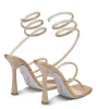 ReneCaovilla Cleo Femmes Sandales Chaussures Cristal Embelli Satin Talons Hauts Lady Gladiator Sandalias Robe De Mariée Robe De Mariée EU35-43 Avec Boîte