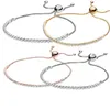 925 Sterling Silver Charm voor Pandora Nieuwe roségoud schuifschilverstelbaar verstelbare glanzende schakelarmband DIY Basic Bracelet Accessoires