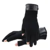 Five Fingers Gloves Winter Men Mitten 2 Exposed Keep Warm Touch Screen Windproof Thin Guantes Driving Anti Slip Outdoor Fishing Male
