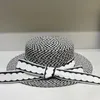 Circle Geometry Pattern Design Straw Hats Women Large Bowknot Ribbon Wide Brim Hats Lady Travel Vacation Fashion Caps