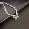 Pendant Necklaces Gothic Butterfly Necklace For Women Choker Aesthetic Hippop Pearl Chain Collar Jewelry Gift