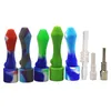 SI002 Hookah 10mm Silicone Fuming Tipe com Titanium Ceramic Quartz Dip Piles Colorful Dab Rig Pipes