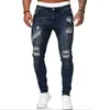 Jeans pour hommes Adisputent pantalons de survêtement pantalons à trous sexy décontracté été automne mâle déchiré pantalon maigre Slim Biker outwear 271V