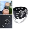 أساور سحر Punk Pu Leather Bracelet مع سلسلة معصم الصخور القوطية القابلة للتعديل للرجال للنساء في سن المراهقة الفتاة الفتاة يوميًا يرتدون عطلة